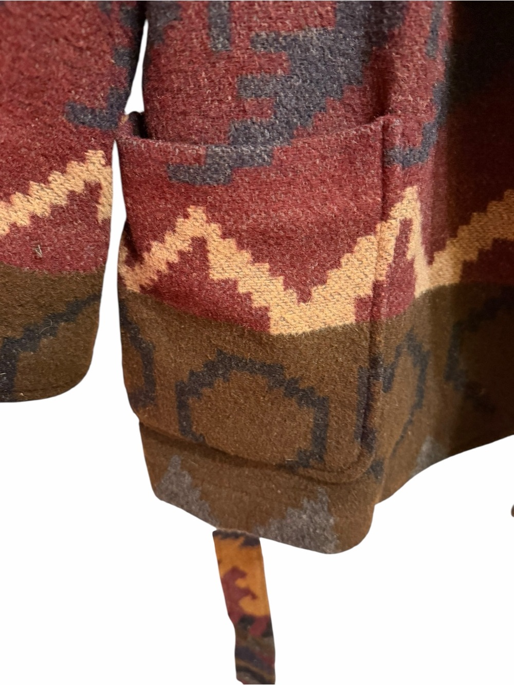 Vintage Rafaella Petites Southwestern Belted Blanket Cardigan Jacket S Western - Picture 11 of 11